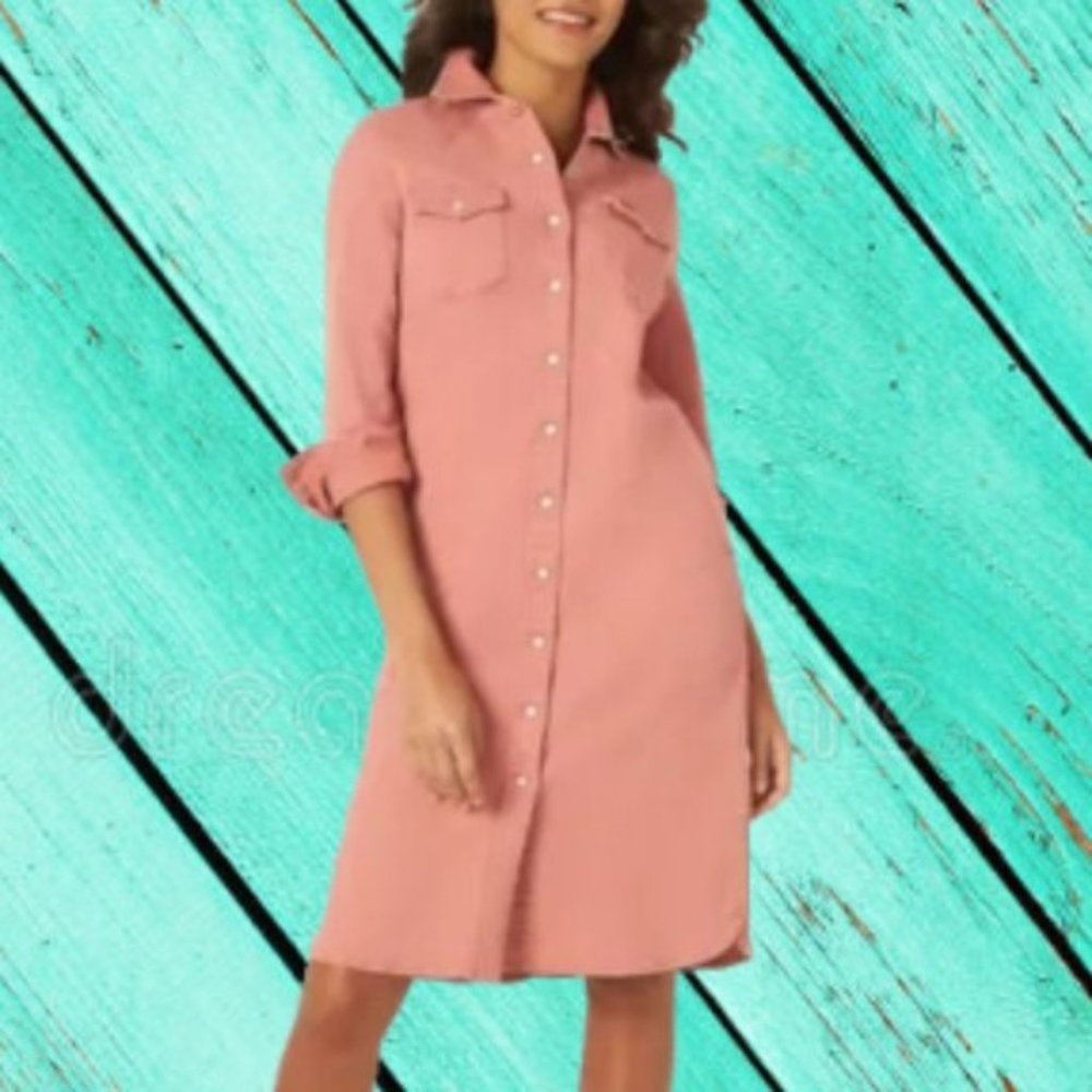 LEE Vintage Modern M Canyon Rose Western Denim Jean Shirt Dress Jacket NWT - Picture 12 of 12
